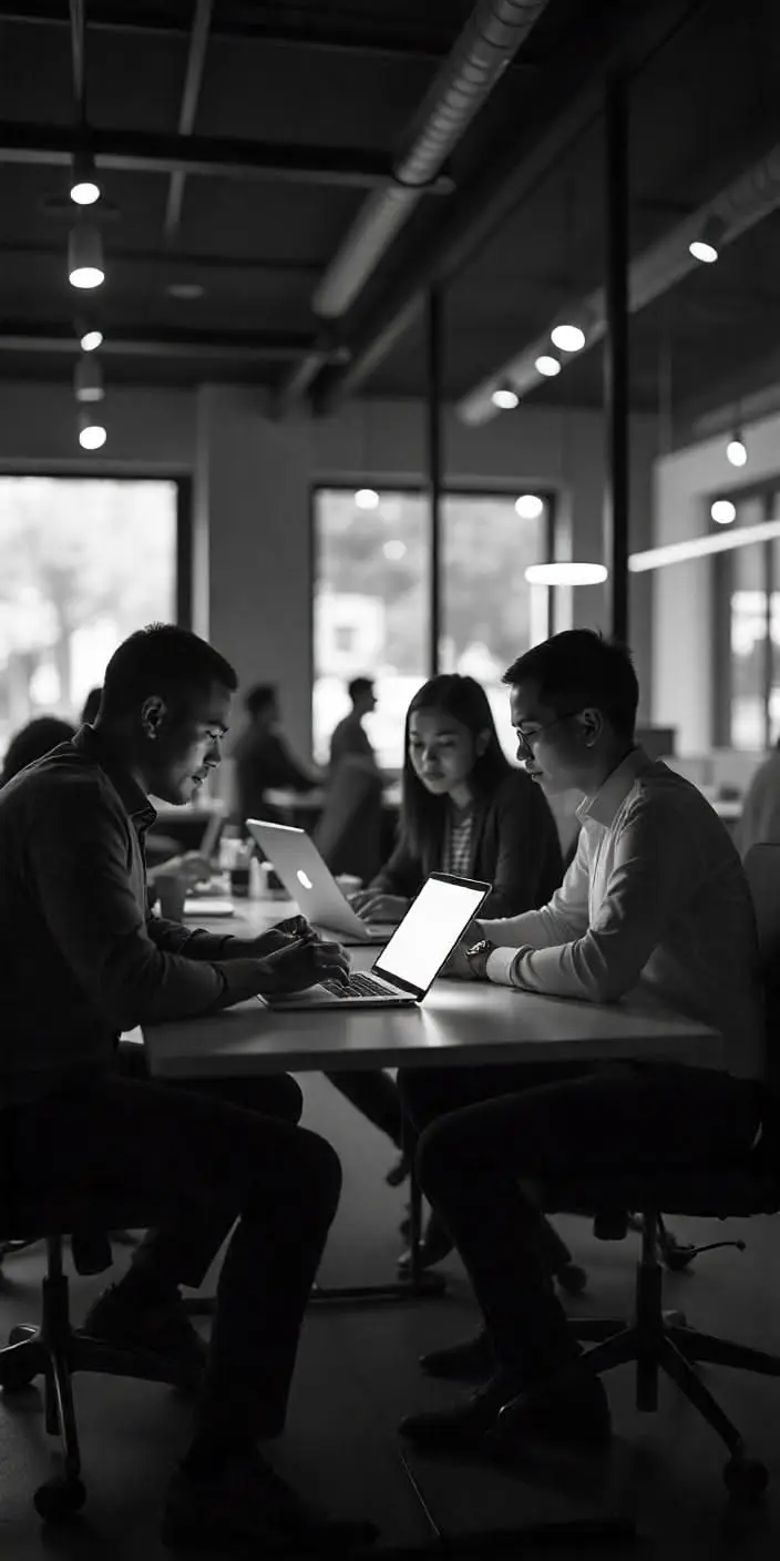 Equipo reunido para revisar un sistema de captación de clientes